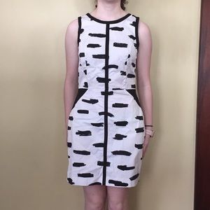 Banana Republic White and Black Brushstroke Dress